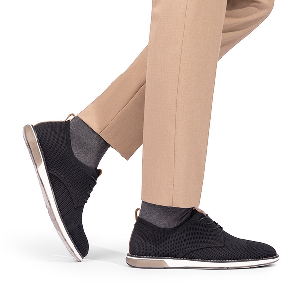 Men's Knitted Oxford Casual Dress Shoes - BLACK - 6