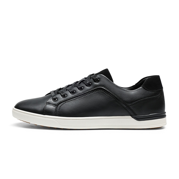 Men's Wide Classic Vegan Leather Sneakers - BLACK - 1