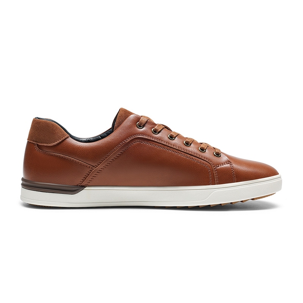 Men's Wide Classic Vegan Leather Sneakers - BROWN - 2