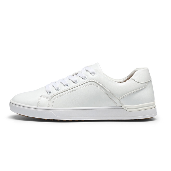 Men's Wide Classic Vegan Leather Sneakers - WHITE - 1