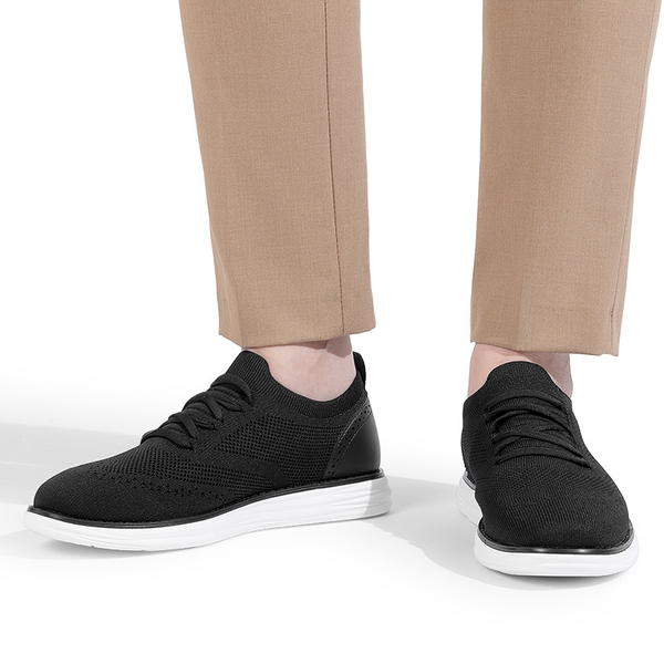 [KnitFlex SmartCraft-] Men's Lightweight Mesh Casual Oxfords - BLACK - 8