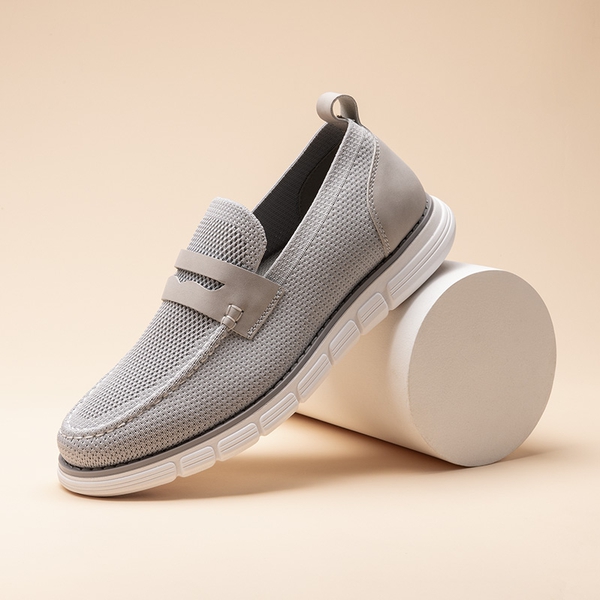 Men's Mesh Casual Penny Loafers - GREY - 8