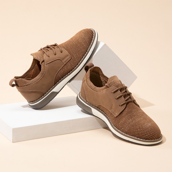 Boys' Knitted Oxford Dress Shoes - BROWN - 7