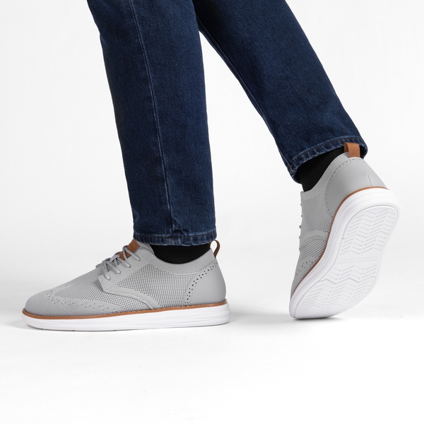 [KnitFlex SmartCraft] Men's Knitted Wingtip Oxford Shoes - GREY - 7