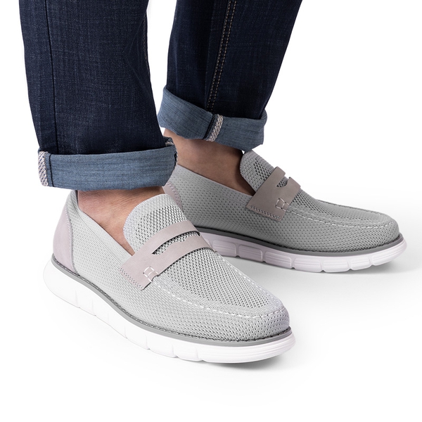 Men's Mesh Casual Penny Loafers - GREY - 5