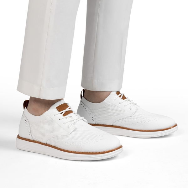 [KnitFlex SmartCraft] Men's Knitted Wingtip Oxford Shoes - WHITE - 6