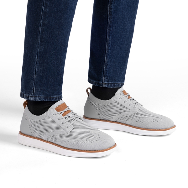 [KnitFlex SmartCraft] Men's Knitted Wingtip Oxford Shoes - GREY - 6