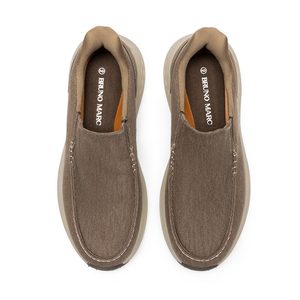 Men's Slip-On Canvas Walking Loafers - BROWN - 2