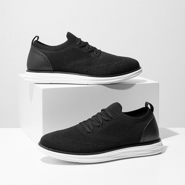 [KnitFlex SmartCraft-] Men's Lightweight Mesh Casual Oxfords - BLACK - 1