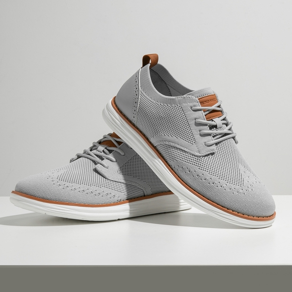 [KnitFlex SmartCraft] Men's Knitted Wingtip Oxford Shoes - GREY - 1