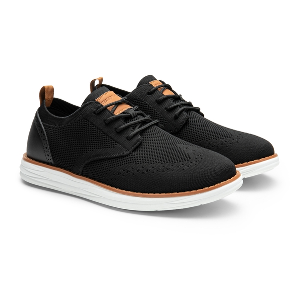 [KnitFlex SmartCraft] Men's Knitted Wingtip Oxford Shoes - BLACK - 3