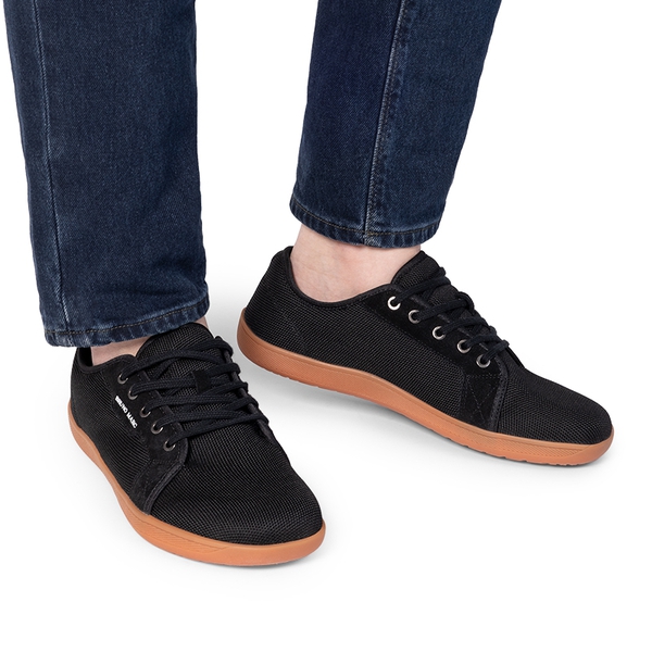 Men's Knitted Non-Slip Casual Sneakers - BLACK - 5