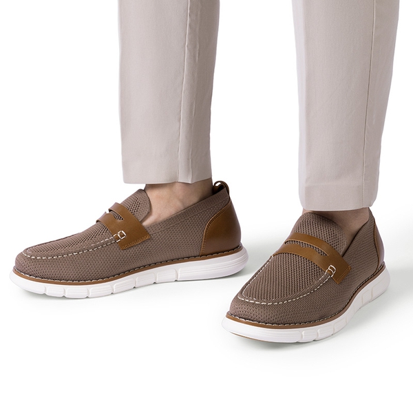Men's Mesh Casual Penny Loafers - BROWN - 6