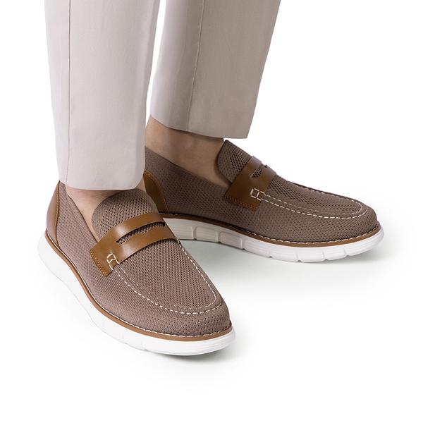 Men's Mesh Casual Penny Loafers - BROWN - 5