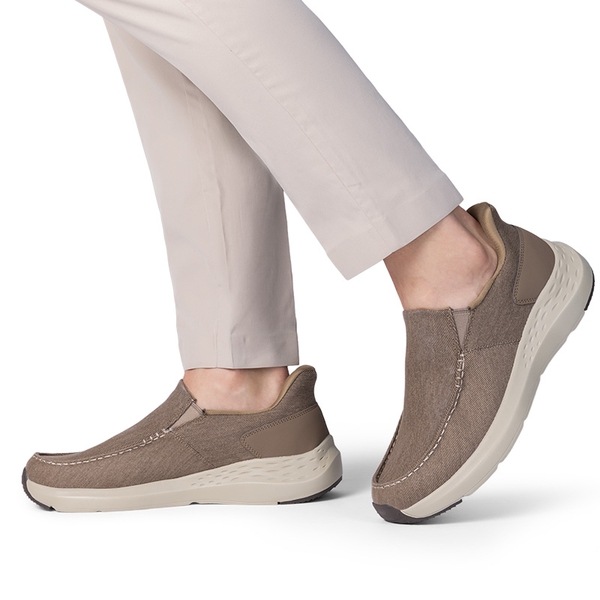 Men's Slip-On Canvas Walking Loafers - BROWN - 6