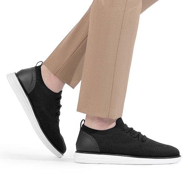 [KnitFlex SmartCraft-] Men's Lightweight Mesh Casual Oxfords - BLACK - 6