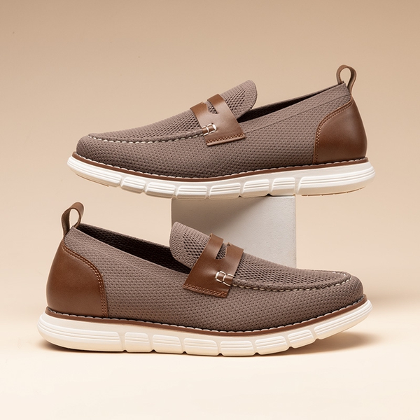 Men's Mesh Casual Penny Loafers - BROWN - 8