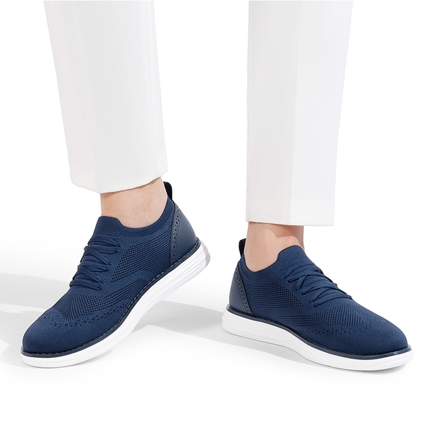 [KnitFlex SmartCraft-] Men's Lightweight Mesh Casual Oxfords - NAVY - 7
