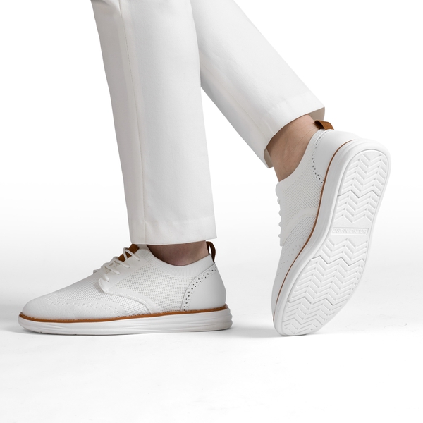 [KnitFlex SmartCraft] Men's Knitted Wingtip Oxford Shoes - WHITE - 7