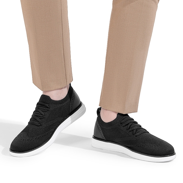 [KnitFlex SmartCraft-] Men's Lightweight Mesh Casual Oxfords - BLACK - 7