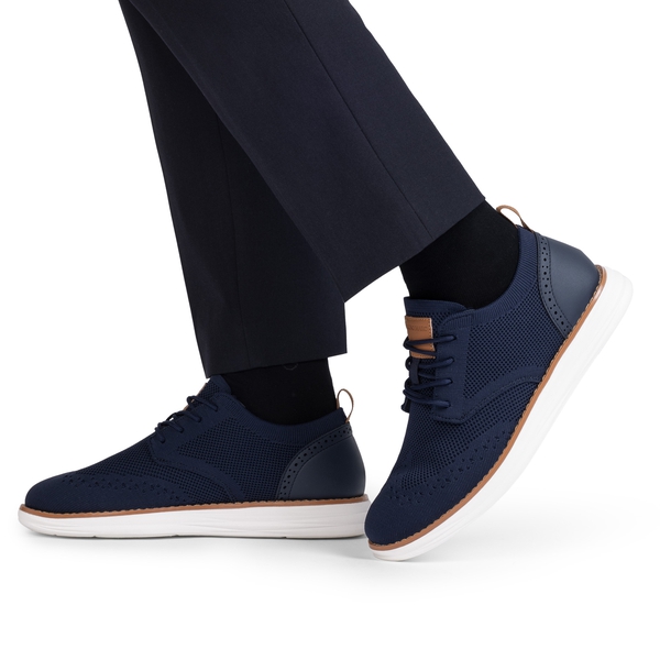 [KnitFlex SmartCraft] Men's Knitted Wingtip Oxford Shoes - NAVY - 8