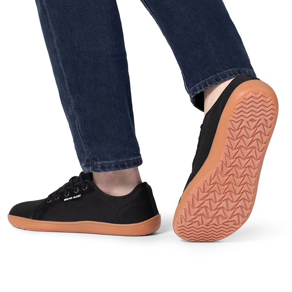 Men's Knitted Non-Slip Casual Sneakers - BLACK - 7