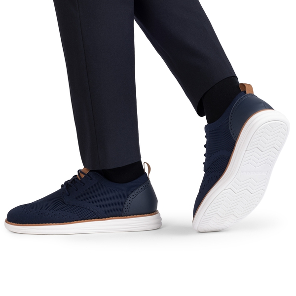 [KnitFlex SmartCraft] Men's Knitted Wingtip Oxford Shoes - NAVY - 7
