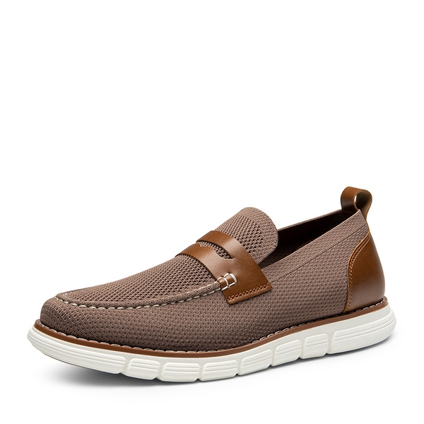 Men's Mesh Casual Penny Loafers - BROWN -  0