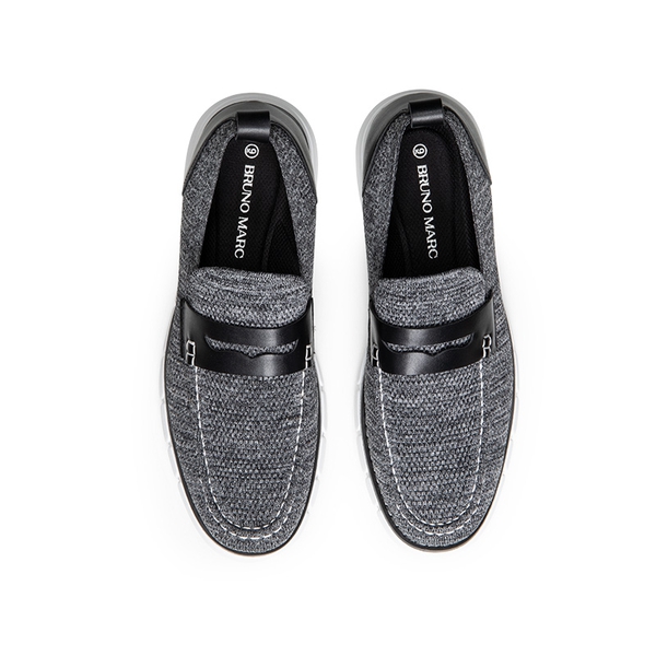 [EZFlex GlideHigh] Men's Mesh Casual Penny Loafers - BLACK/GREY - 2