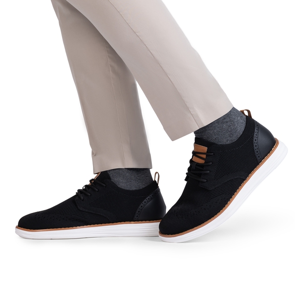 [KnitFlex SmartCraft] Men's Knitted Wingtip Oxford Shoes - BLACK - 8