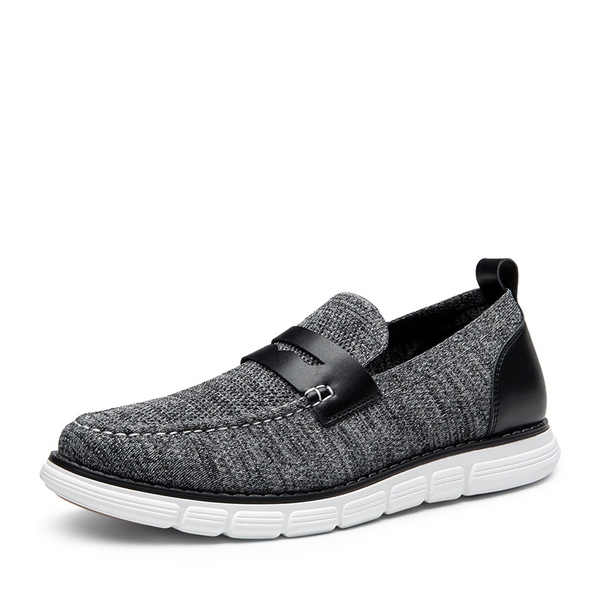 [EZFlex GlideHigh] Men's Mesh Casual Penny Loafers - BLACK/GREY -  0