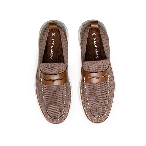 Men's Mesh Casual Penny Loafers - BROWN - 2
