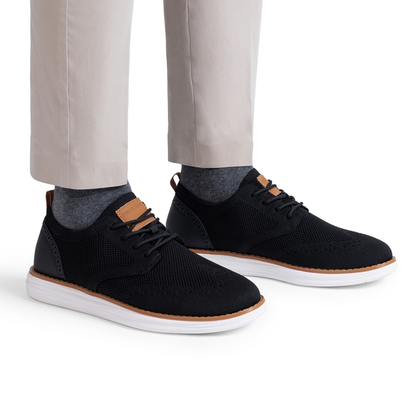 [KnitFlex SmartCraft] Men's Knitted Wingtip Oxford Shoes - BLACK - 7