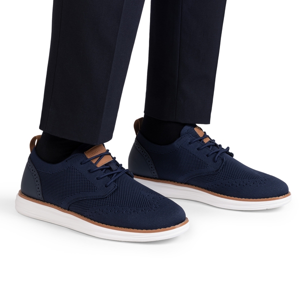 [KnitFlex SmartCraft] Men's Knitted Wingtip Oxford Shoes - NAVY - 6