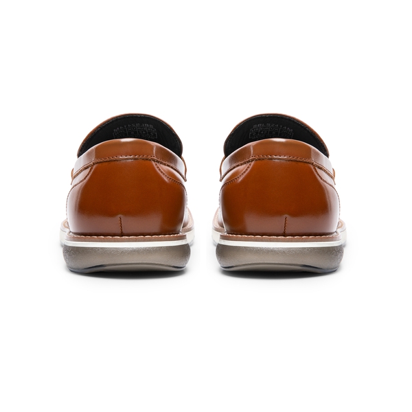 Men's Vegan Leather Slip-On Penny Loafers - BROWN - 4