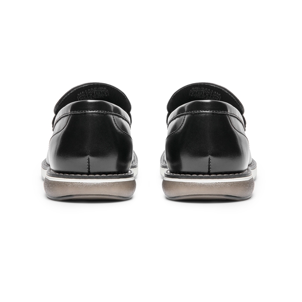 Men's Vegan Leather Slip-On Penny Loafers - BLACK - 4
