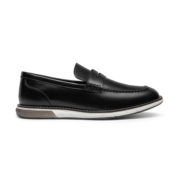 Men's Vegan Leather Slip-On Penny Loafers - BLACK - 1