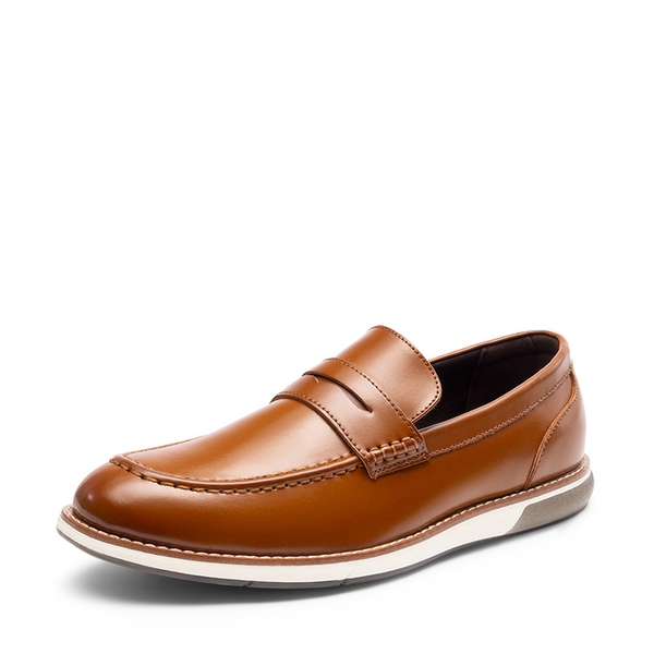 Men's Vegan Leather Slip-On Penny Loafers - BROWN -  0