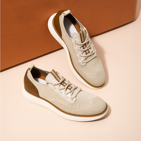 [MaxFlex SuiteCraft+] Men's Smart Casual Knit Oxford Shoes - BEIGE - 1