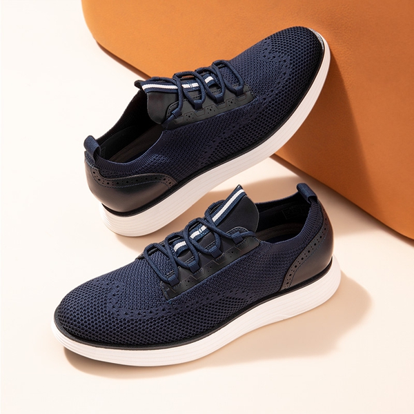 [MaxFlex SuiteCraft+] Men's Smart Casual Knit Oxford Shoes - BLUE - 1
