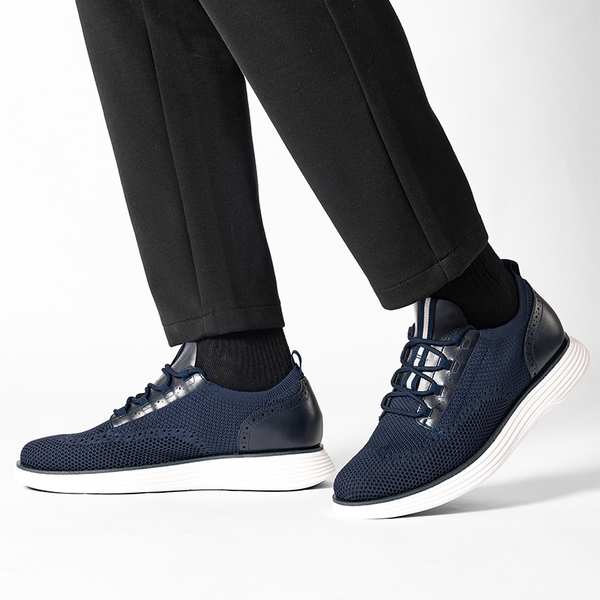 [MaxFlex SuiteCraft+] Men's Smart Casual Knit Oxford Shoes - BLUE - 7