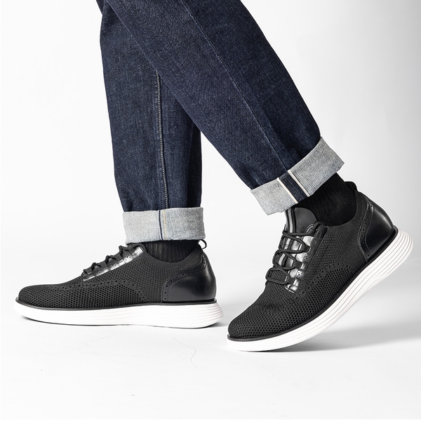 [MaxFlex SuiteCraft+] Men's Smart Casual Knit Oxford Shoes - BLACK - 7