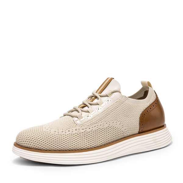 [MaxFlex SuiteCraft+] Men's Smart Casual Knit Oxford Shoes - BEIGE -  0