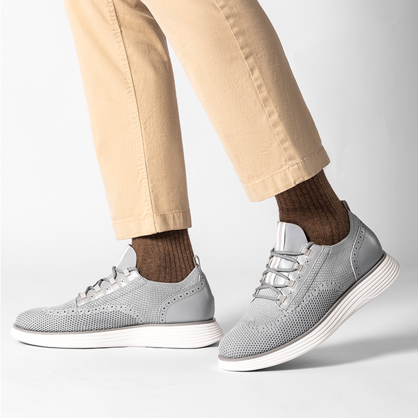 [MaxFlex SuiteCraft+] Men's Smart Casual Knit Oxford Shoes - GREY - 7