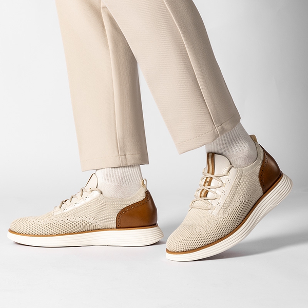 [MaxFlex SuiteCraft+] Men's Smart Casual Knit Oxford Shoes - BEIGE - 7