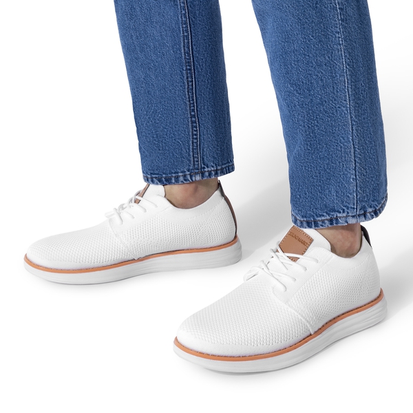 [KnitFlex Breeze] Men's Breathable Mesh Oxford Sneakers - WHITE - 6