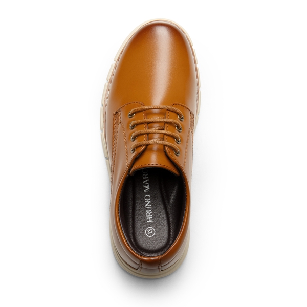 [CrossFlex CrestKids] Boys' Non-Slip Oxford Dress Sneakers - BROWN - 7