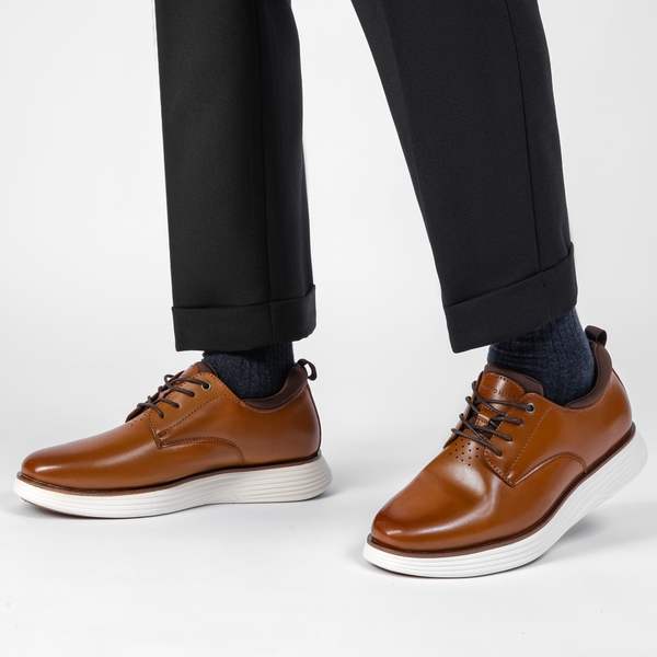 [MaxFlex SuitePolish-] Men's Smart Casual Oxford Hybrid Sneakers - BROWN - 6