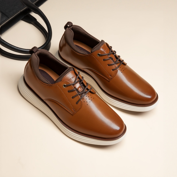 [MaxFlex SuitePolish-] Men's Smart Casual Oxford Hybrid Sneakers - BROWN - 1