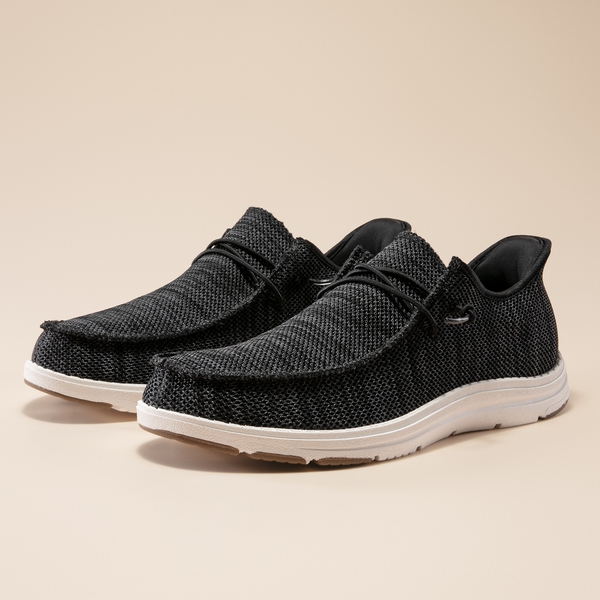 Men's Knitted Slip-On Casual Loafers - BLACK - 7